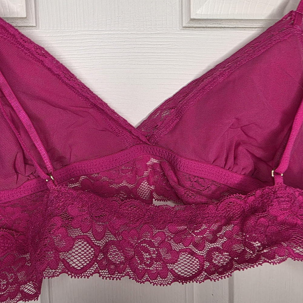 Anthropologie Lace Triangle Bralette in Vibrant Pink New Without Tags - Picture 8 of 10